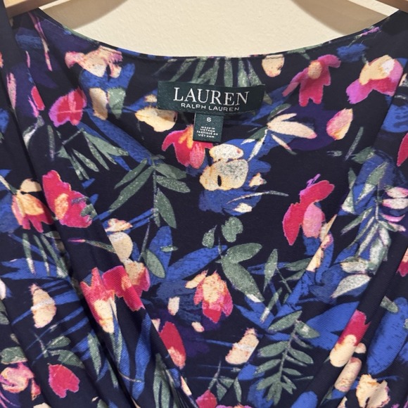 Lauren Ralph Lauren Women's Floral Faux Wrap Dress Peasant Size 6 - Picture 2 of 7